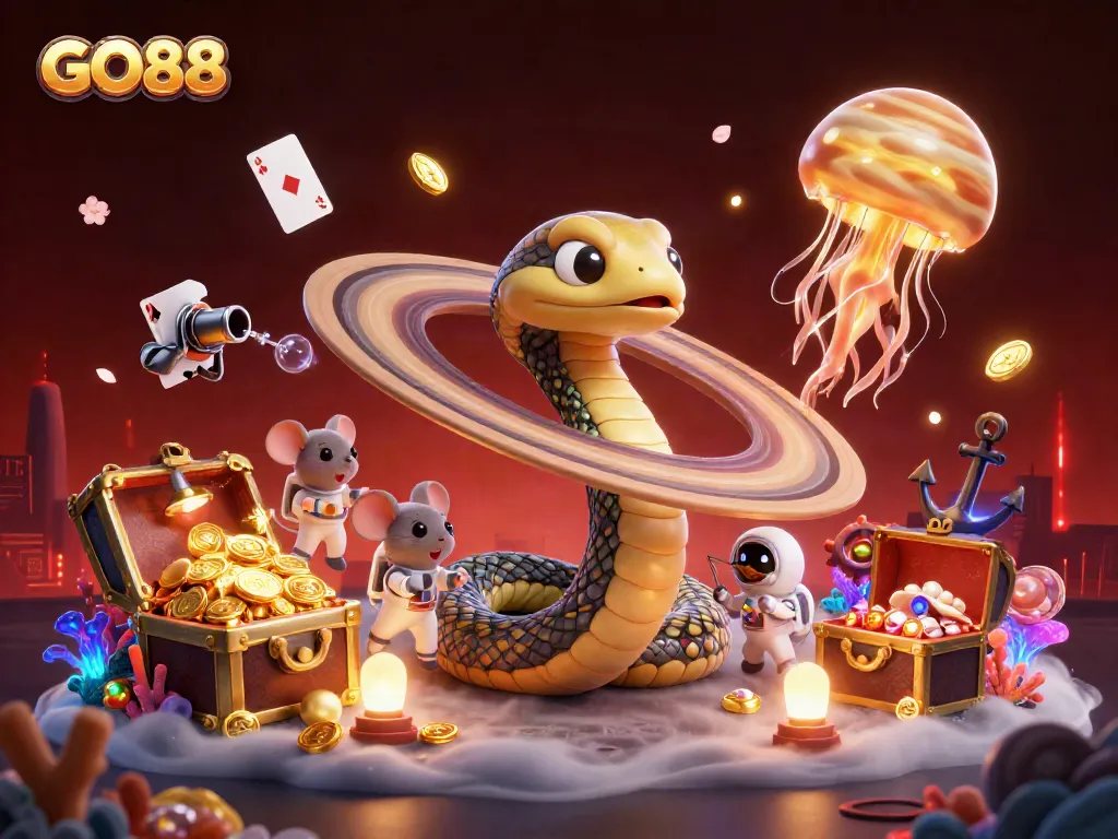 Engage in thrilling bets with GO88 as astronauts place wagers on a cosmic roulette wheel.