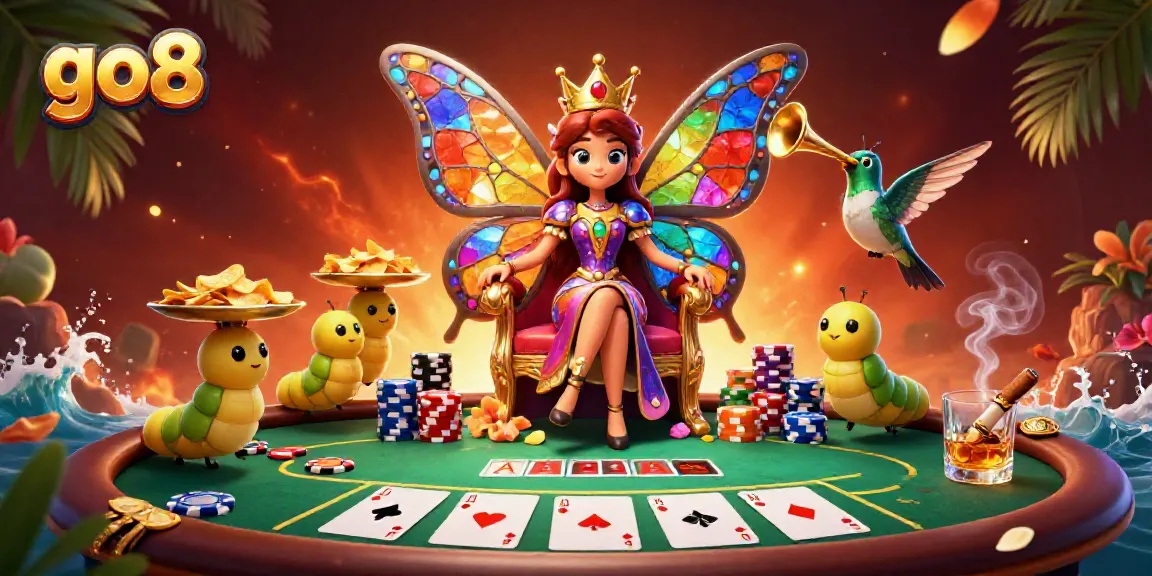 Experience engaging gameplay with the go8 butterfly queen in a vibrant casino scene