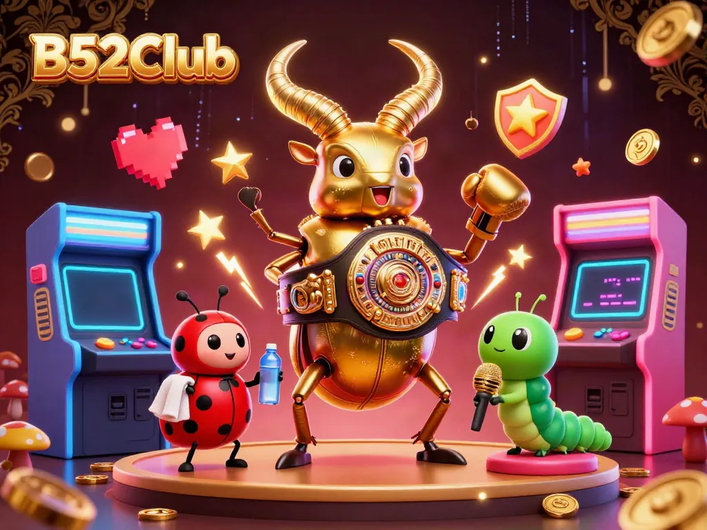 Experience B52Club with a vibrant 3D casino scene featuring unique characters and colorful game elements.