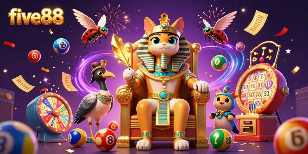 Win big with five88 while enjoying vibrant games and magical themes in this captivating illustration